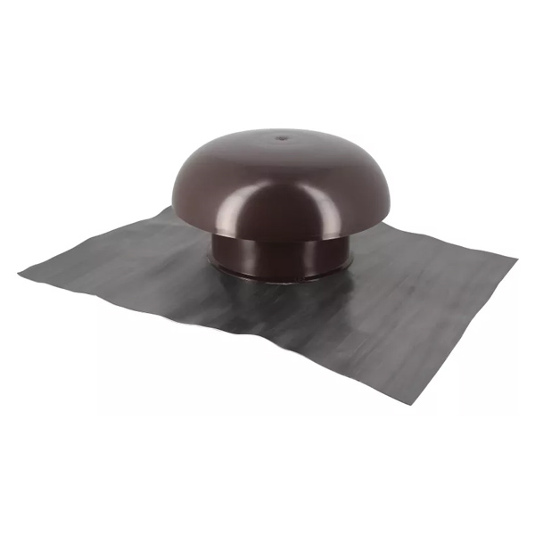 Chapeau de ventilation avec collerette d'étanchéité et moustiquaire - diamètre 80 mm - marron