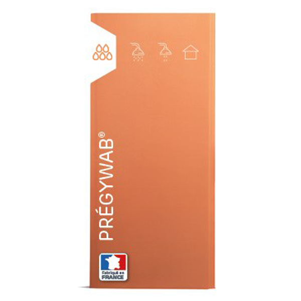 Plaque de plâtre hydrofuge - Prégywab BA13 - 2,60 M x 1,20 M - ép. 12,5 MM