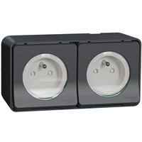 Double prise de courant 2P+T saillie Schneider Mureva Styl anthracite