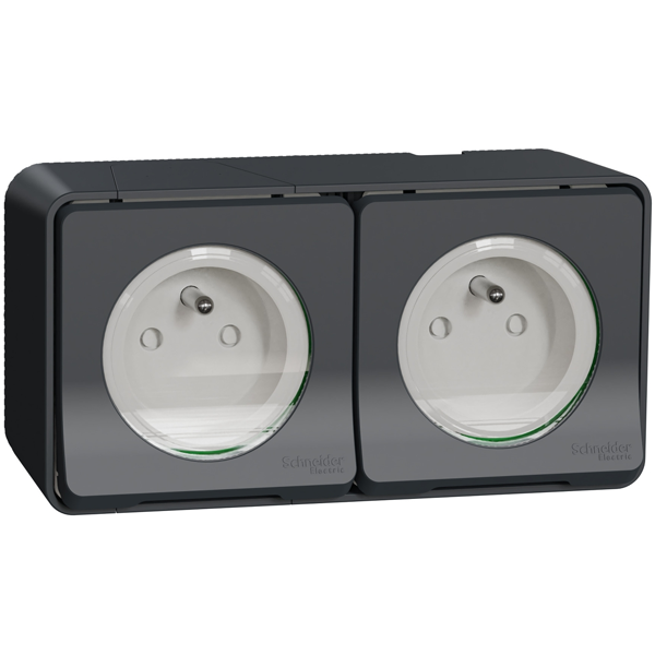 Double prise de courant 2P+T saillie Schneider Mureva Styl anthracite