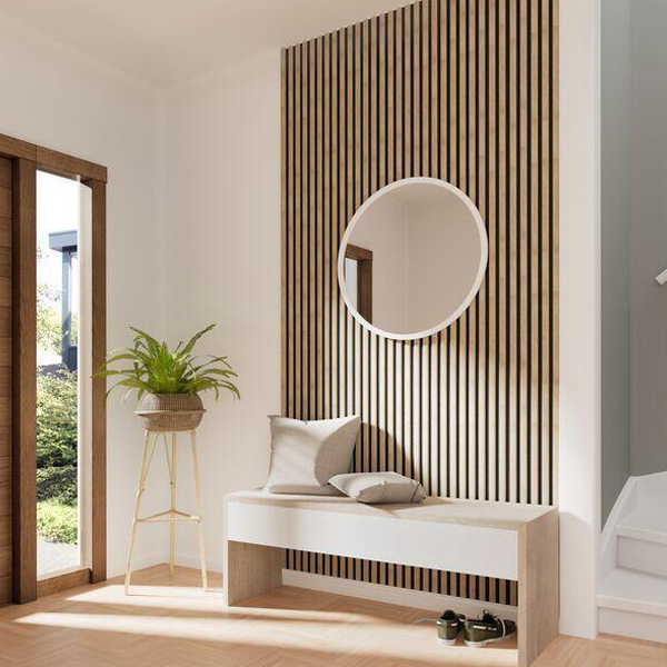 Panneau décoratif mural tasseaux MDF sur fond noir - 250/28,7 cm