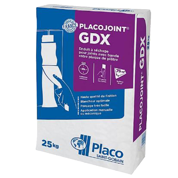 Enduit à séchage pour joints avec bande - Placojoint GDX - Sac de 25 kg