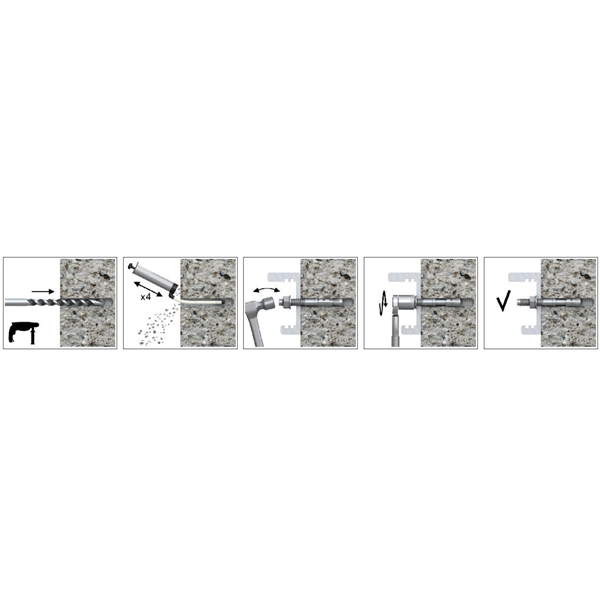 Goujon ancrage fileté Edia Diamètre 10mm Longueur 65mm Acier x50