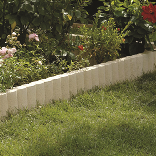 Bordure de jardin en béton Ovaline - couleur Pierre - 50 x 24 cm - Épaisseur 6 cm