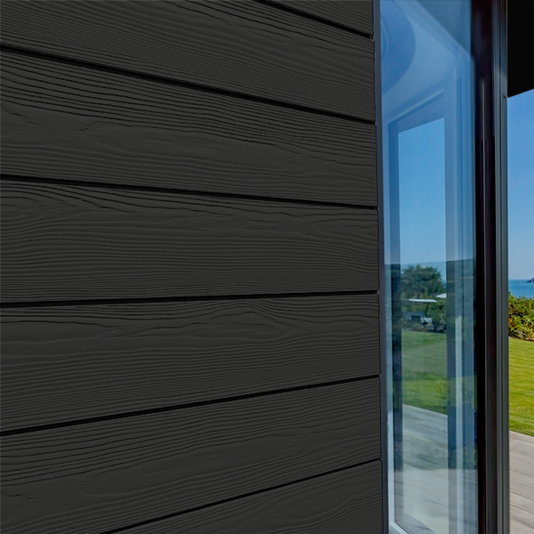 Lame de bardage en fibres-ciment Cedral Click finition relief Noir C50