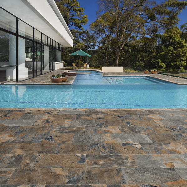 Carrelage extérieur en grès cérame effet pierre - Phoenix Grip - 30 CM x 60 CM - ép. 9 MM - Rainbow
