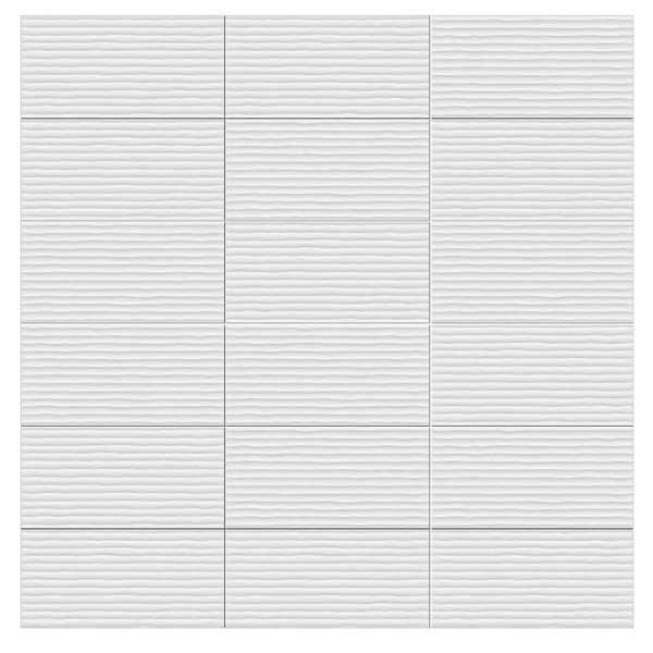 Carrelage mural salle de bain - 60x31,6cm - Blanc mat à relief