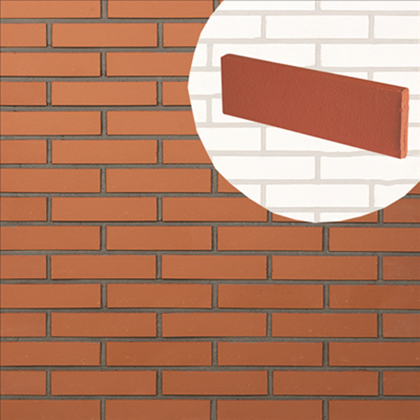 Plaquette de parement mural en terre cuite lisse Terreal Rouge orangé - 22 CMx5 CMx14 MM