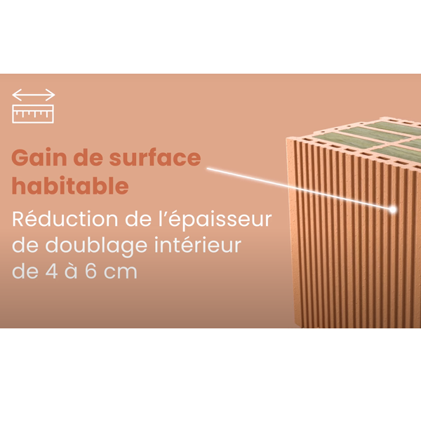Brique poteau Isobric avec laine de roche - R = 2,00 m².K/W - 450,0 MM x 200 MM x 299,0 MM