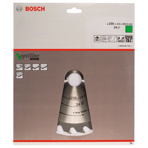 Lame scie circulaire Bosch Optiline Wood bois 235x30 mm 24 dents