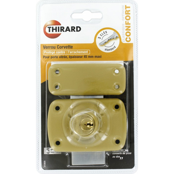 Verrou pour porte d'entrée vitrée Corvette cylindre double 45 mm