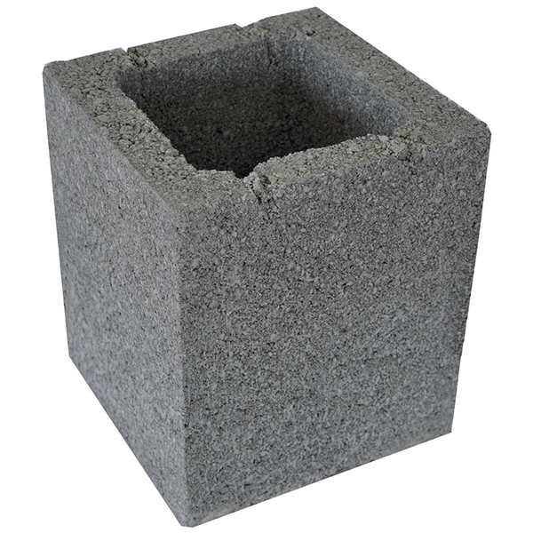 Bloc poteau pilier en béton brut Obra -  20 CM x 20 CM x 25 CM