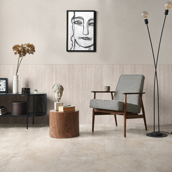 Carrelage Realstone Travertino Cross - 120,0 CM x 60,0 CM - ép. 9,00 MM - Bianco