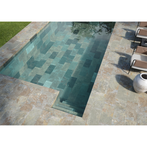 Carrelage extérieur en grès cérame effet pierre - Phoenix Grip - 30 CM x 60 CM - ép. 9 MM - Rainbow