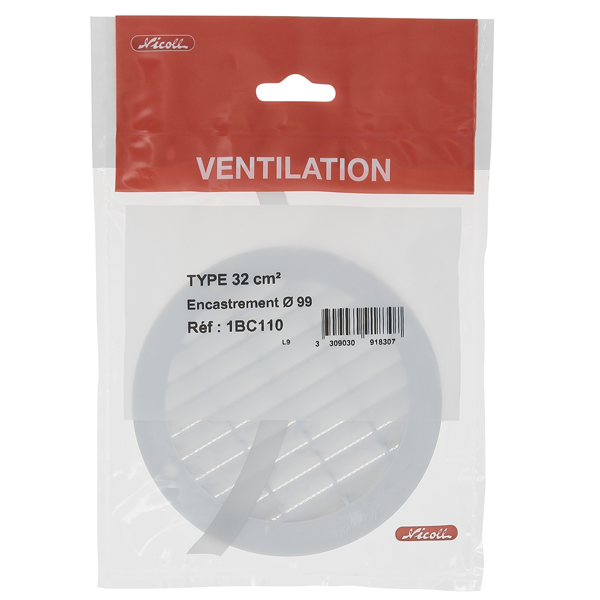 Grille de ventilation pour tuyau en fibre ciment diamètre 100 mm