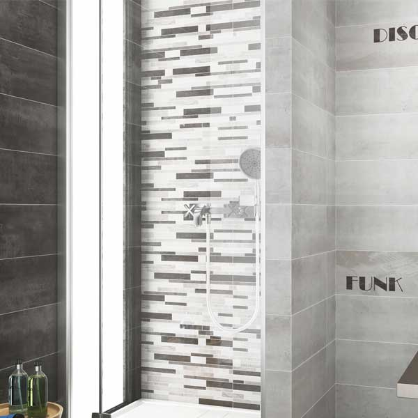 Faïence salle de bain effet ciment - Groove - 25x50cm - Antracita