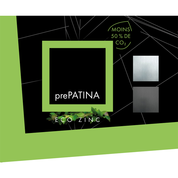 Feuille de zinc prePatina clair Eco Zinc Rheinzink - pour couverture de toit et bardage - 2,00 M x 1,00 M - ép. 0,65 MM