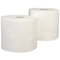 Essuie main 100% cellulose blanche  - 2 plis - 1500 feuilles format 19.4 x 30 cm - Lot de 2 bobines