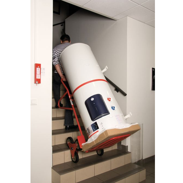 Diable spécial escalier KsTools avec bavette repliable et roues pleines Charge 250 kg
