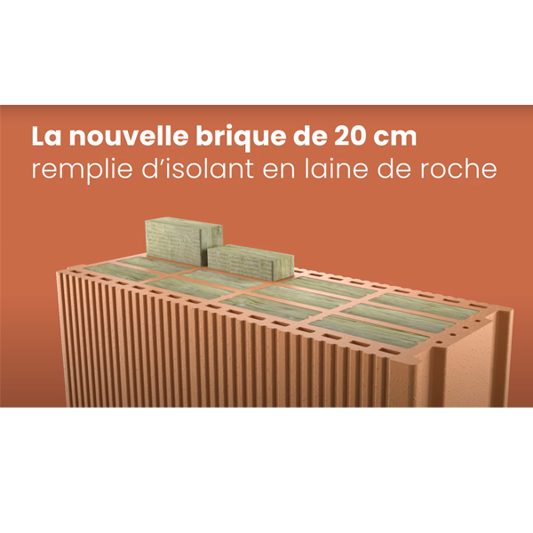 Brique Isobric base avec laine de roche - R = 2,00 m².K/W - 500,0 MM x 200 MM x 299,0 MM