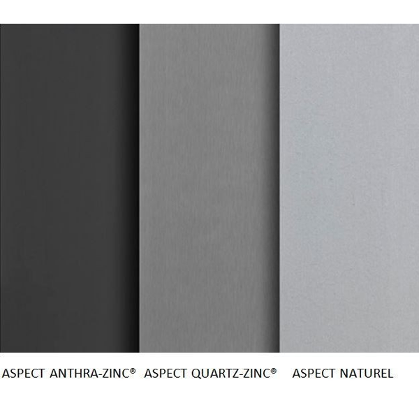 Feuille de zinc VMZINC - aspect Quartz-Zinc - 1,00x2,00 MM - épaisseur 0,65 MM
