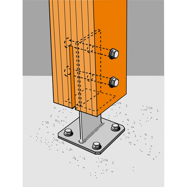 Pied de poteau en âme avec platine Simpson Strong-Tie PPS170