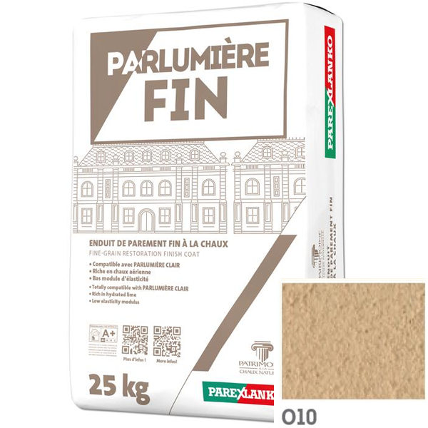Enduit de parement à la chaux fin Parlumière O10 Sable 25 KG