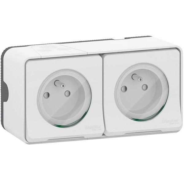 Double prise de courant 2P+T saillie Schneider Mureva Styl - blanc