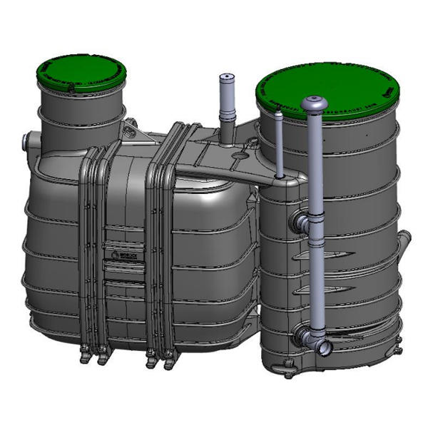 Fosse toutes eaux - Monoblock-2-4 V3 Biorock - avec poste de relevage - Capacité 4 E.H - 2000L