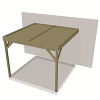 Pergola bois à adosser toit plat - Pin traité Classe 4 vert - en kit