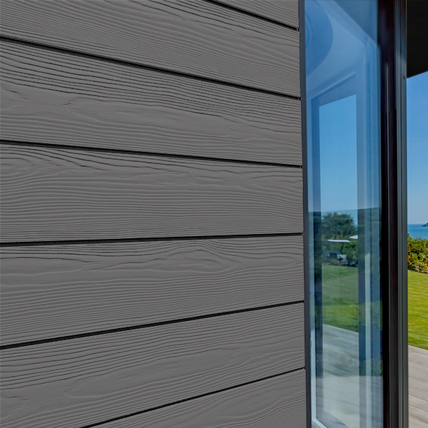 Lame de bardage en fibres-ciment Cedral Click finition relief Gris étain C54