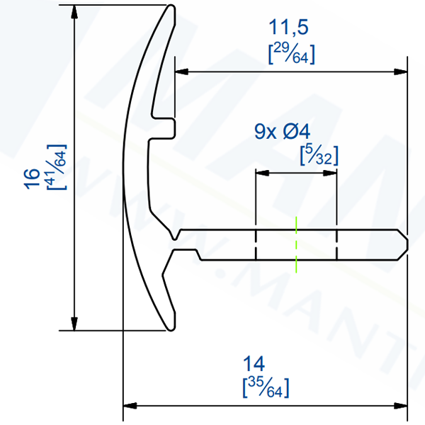 Profil de finition Mantion Picostar 18 - alu anodisé - 2 m