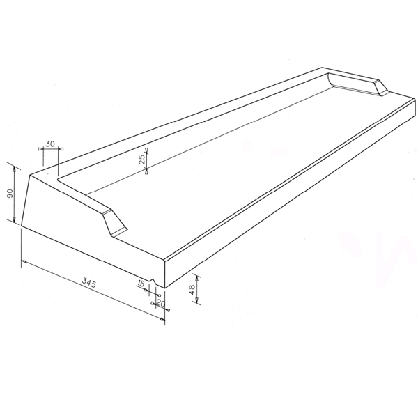 Appui de fenêtre monobloc béton gris AR35 - 35 CM x 70 CM