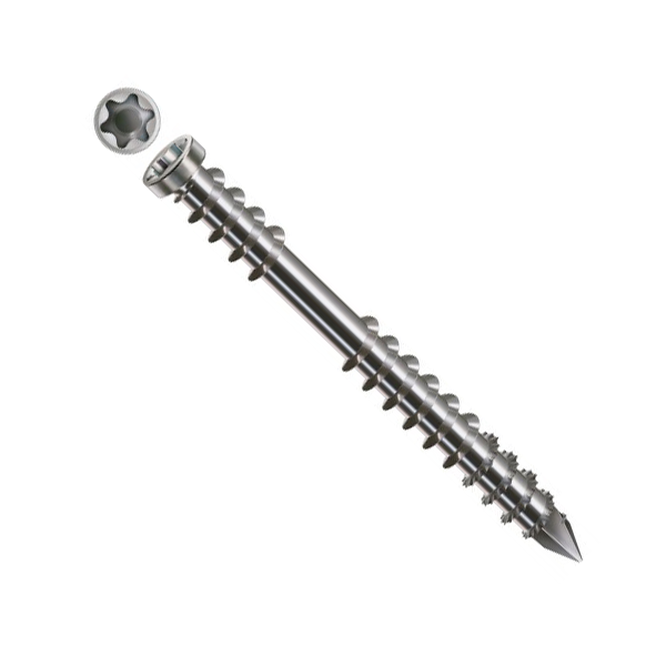 Vis de terrasse filetage de fixation tête cylindrique en inox A2 5x60mm