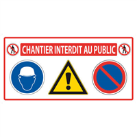 Panneau signalisation 4-en-1 Chantier interdit au public Mob