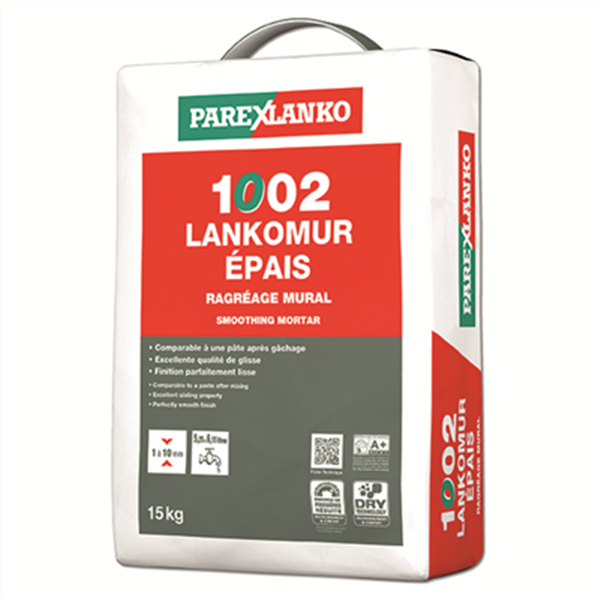 Enduit de ragréage mural allégé gris - Lankomur Épais 1002 Parexlanko - Sac 15 kg