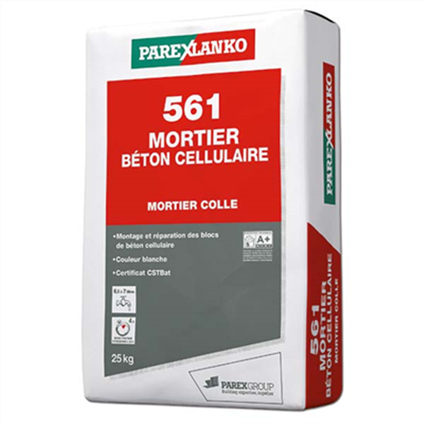 Mortier colle pour maçonnerie et réparation - 561 Mortier Béton Cellulaire - sac de 25 kg