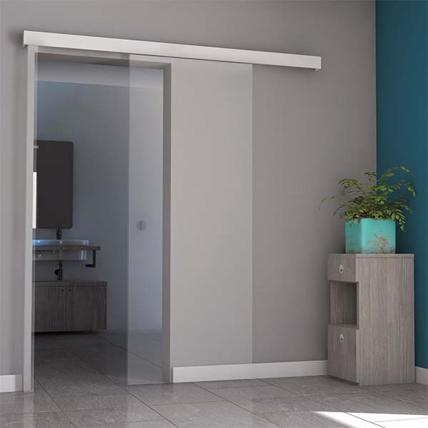Rail pour porte coulissante en applique Gypso - kit rail coulissant 2 m + habillage blanc