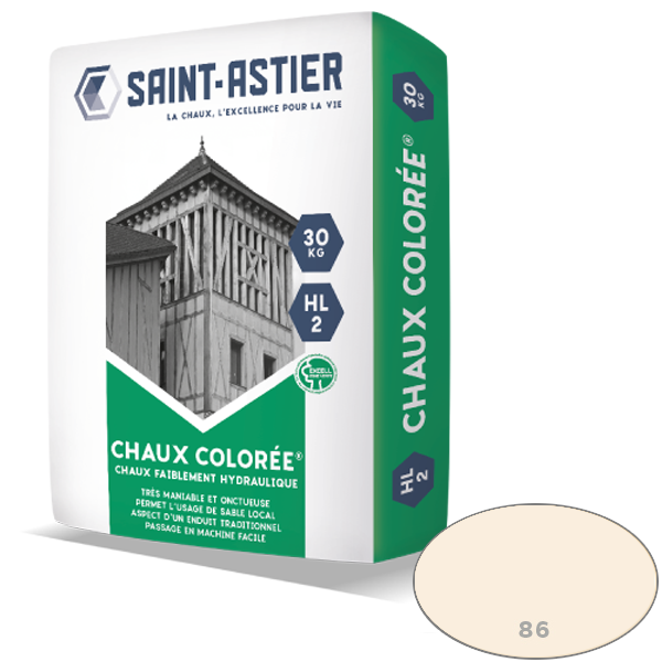 Chaux naturelle colorée Saint Astier HL 2 Teinte 086 grège - 30 KG