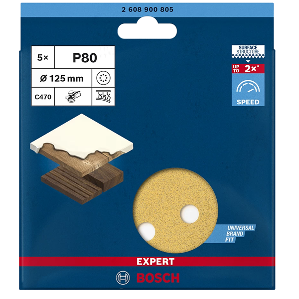 Disque abrasif auto-agrippant Expert C470 - 125 mm - grain 80
