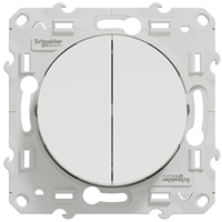 Interrupteur double poussoir Schneider Odace - blanc - 10A 250V