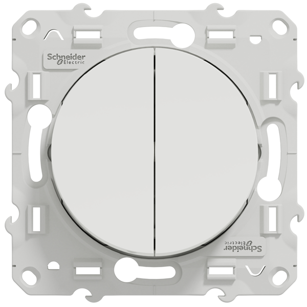 Interrupteur double poussoir Schneider Odace - blanc - 10A 250V