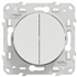 Interrupteur double poussoir Schneider Odace - blanc - 10A 250V