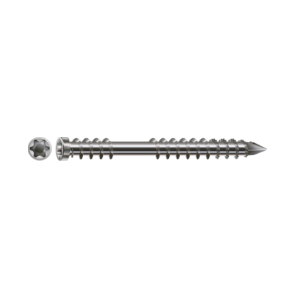 Vis de terrasse filetage de fixation tête cylindrique en inox A2 5x60mm