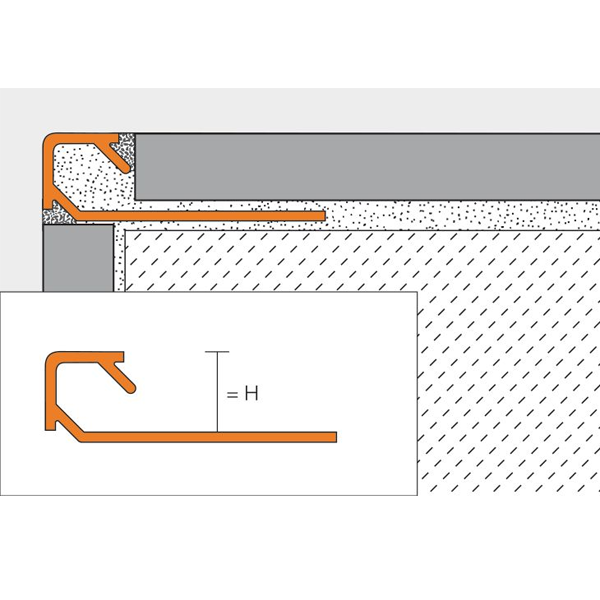 Profilé pour angles sortants de carrelage Quadec- Acier brossé- H = 10 MM x 3 M