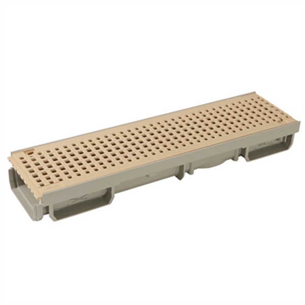Caniveau bas piscine Grille piétonne 500 mm x 130 mm PVC Sable