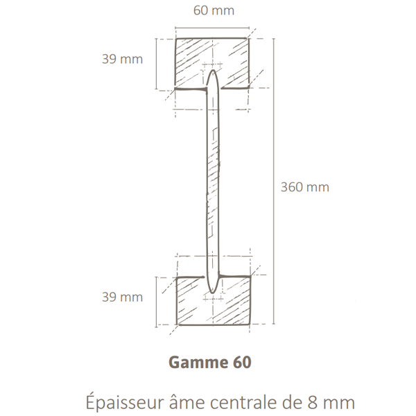 Poutre en I Inojoist non traitée - 60 x 360 mm - longueur 13,00 M