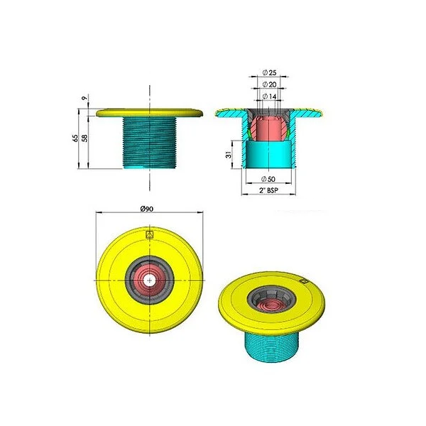 Bouche de refoulement pour piscine béton Astralpool Multiflow - 14 - 20 ou 25 mm
