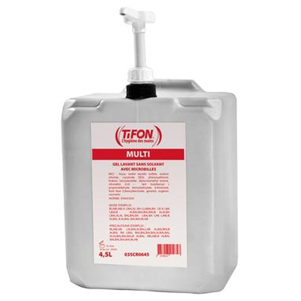 Savon gel microbilles salissures tenaces 4.5 l avec pompe 03SCR0645