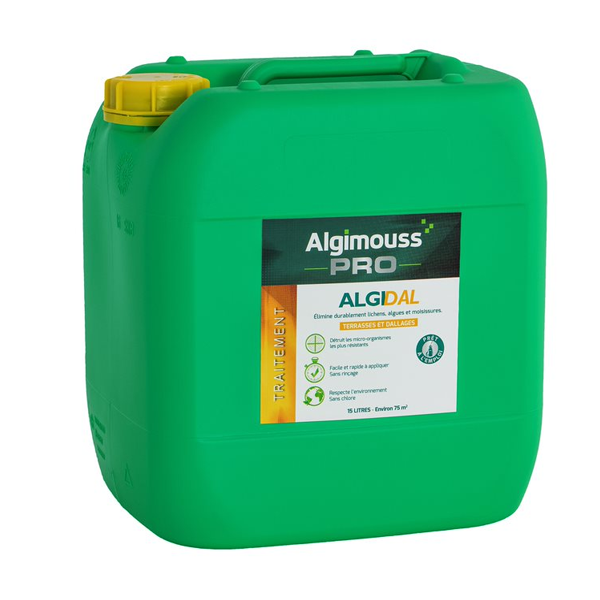 Traitement fongicide spécial dallages extérieurs - AlgiDal Algimouss - Bidon 15 LTR